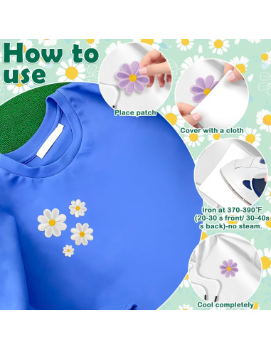 32 Parches de Hierro Margaritas Bordados Gleihow Multicolor