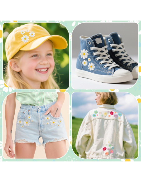 32 Parches de Hierro Margaritas Bordados Gleihow Multicolor