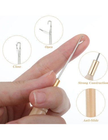 6 Agujas de Ganchillo para Cabello Zelphvt - 14.5 cm Madera y Metal