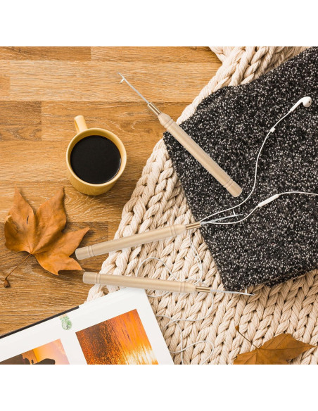 6 Agujas de Ganchillo para Cabello Zelphvt - 14.5 cm Madera y Metal