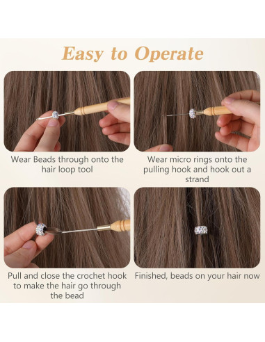 6 Agujas de Ganchillo para Cabello Zelphvt - 14.5 cm Madera y Metal