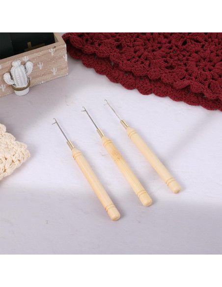6 Agujas de Ganchillo para Cabello Zelphvt - 14.5 cm Madera y Metal
