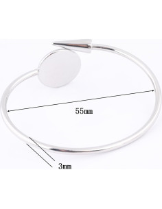 5 Piezas Base de Pulsera Ajustable Reidgaller 16mm Acero Inoxidable 2