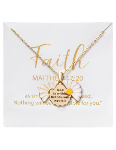 Collar Locket Daisy Christian de Acero Inoxidable - Mensaje Inspiracional