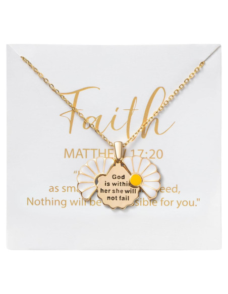 Collar Locket Daisy Christian de Acero Inoxidable - Mensaje Inspiracional