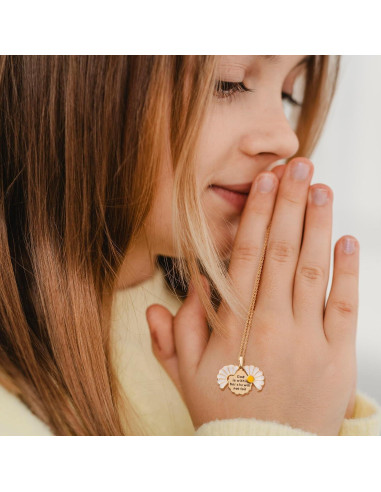 Collar Locket Daisy Christian de Acero Inoxidable - Mensaje Inspiracional