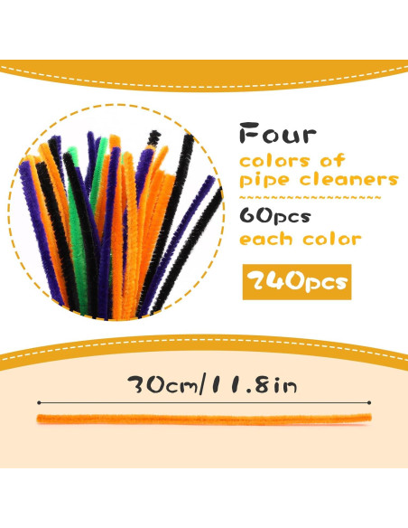 Juego de 240 Limpiapipas Chenille Yizzvb6851 4 Colores