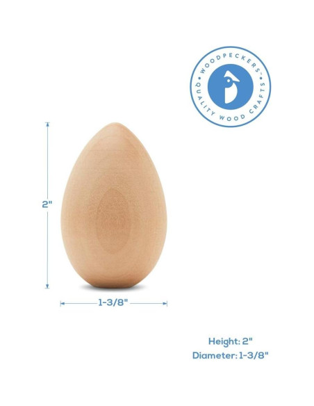 Huevos de Madera para Pintar Woodpeckers - 30 Unidades 5 cm