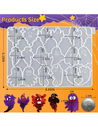 Moldes de Aretes de Silicona Halloween ZQYSING - 9 Diseños