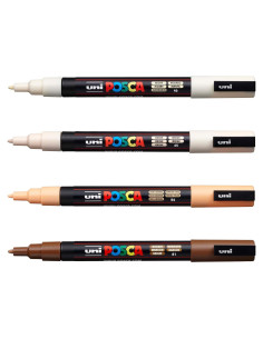 Juego de 4 Marcadores de Pintura Posca PC-3M Neutros