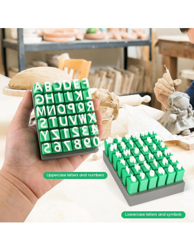 Juego de Sellos de Letras y Números Denwwico 74PCS para Arcilla