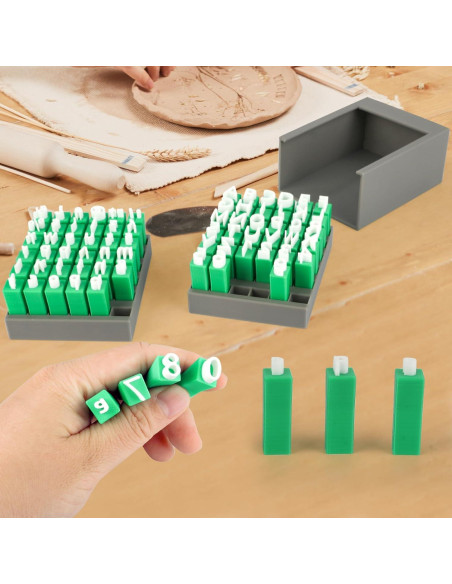 Juego de Sellos de Letras y Números Denwwico 74PCS para Arcilla