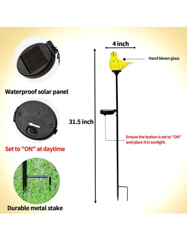Luces de Jardín Solares LaElvish, Vidrio Soplado, 80 cm