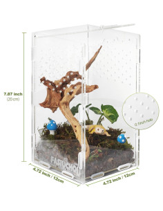 Terrario Acrílico Pequeño FASIUCHOI 11.9x11.9x19.8 cm para Reptiles 2
