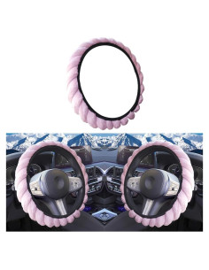 Cubierta de Volante HZEL Rosa 38 cm Piel de Oveja Antideslizante