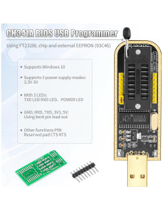 Programador BIOS USB CH341A con Clip SOP8 Doble - 24/25/93C46 2