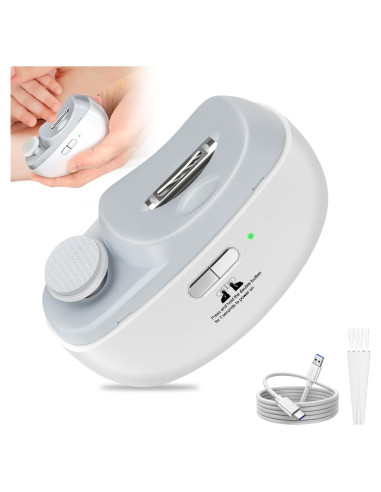 Cortador de Uñas Eléctrico 2 en 1 CCDobbs, USB, LED, Blanco