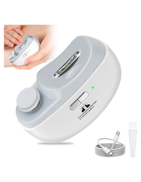 Cortador de Uñas Eléctrico 2 en 1 CCDobbs, USB, LED, Blanco