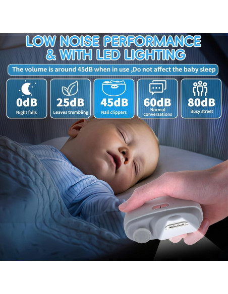 Cortador de Uñas Eléctrico 2 en 1 CCDobbs, USB, LED, Blanco