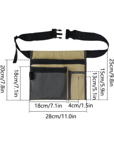 Bolsa de Cintura Multifuncional BE-TOOL 6 Bolsillos Lona Negra 2