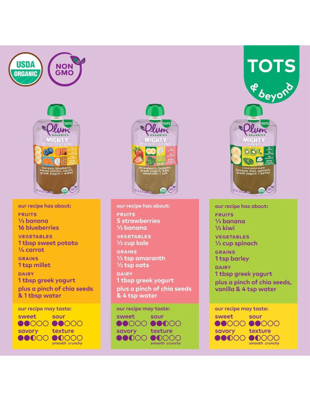 Bolsas Orgánicas de Comida para Bebés Plum 18x113g