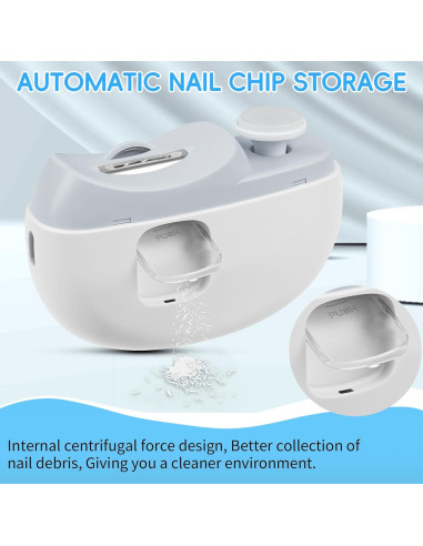 Cortador de Uñas Eléctrico 2 en 1 CCDobbs, USB, LED, Blanco