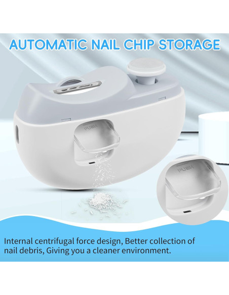 Cortador de Uñas Eléctrico 2 en 1 CCDobbs, USB, LED, Blanco