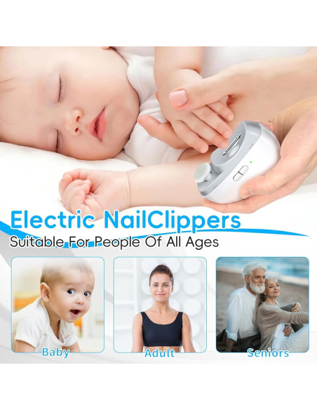 Cortador de Uñas Eléctrico 2 en 1 CCDobbs, USB, LED, Blanco