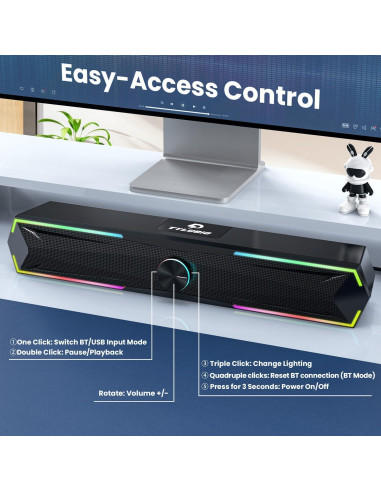 Altavoces de computadora Tylubio ST200 con Bluetooth y LED