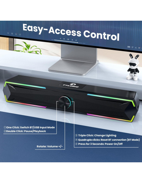 Altavoces de computadora Tylubio ST200 con Bluetooth y LED