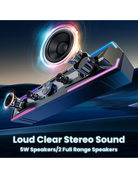 Altavoces de computadora Tylubio ST200 con Bluetooth y LED