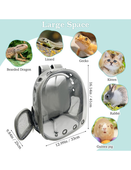 Mochila Transportadora para Reptiles PINVNBY Gris 33x25x41cm