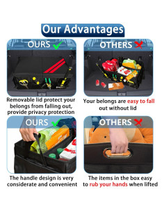 Organizador de Maletero YOSRTER Plegable 61x33x25cm Rojo 2