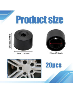 20 Cubiertas de Tuercas de Rueda PACLVIO 17mm con Herramienta 2