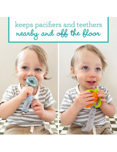 Infantino PaciGrip Luxe 2-Pack Clips de Chupete Suaves Azul y Gris 2