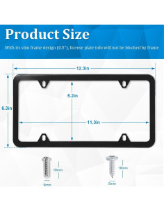 Mandark 2PCS Marcos de Placa de Licencia Automóvil Acero Inoxidable 2