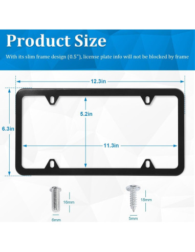 Mandark 2PCS Marcos de Placa de Licencia Automóvil Acero Inoxidable