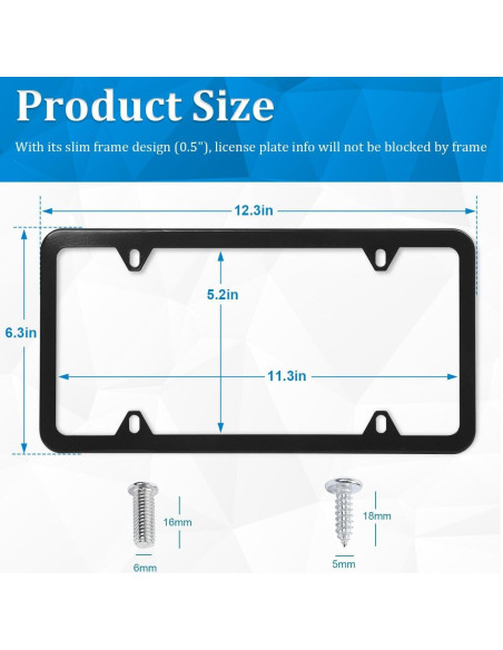 Mandark 2PCS Marcos de Placa de Licencia Automóvil Acero Inoxidable