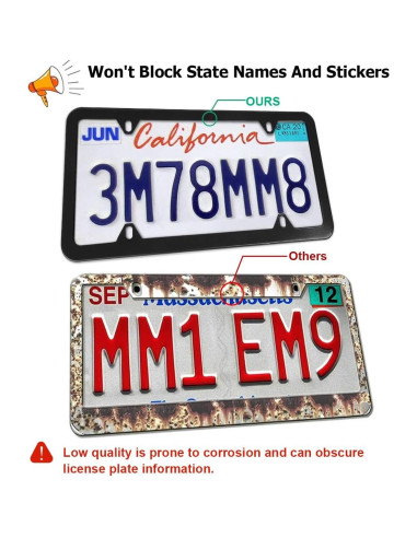 Mandark 2PCS Marcos de Placa de Licencia Automóvil Acero Inoxidable