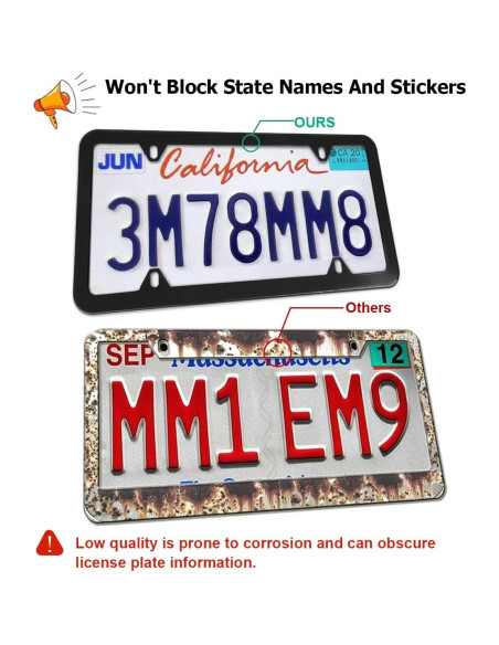 Mandark 2PCS Marcos de Placa de Licencia Automóvil Acero Inoxidable