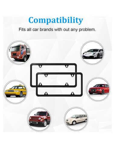 Mandark 2PCS Marcos de Placa de Licencia Automóvil Acero Inoxidable