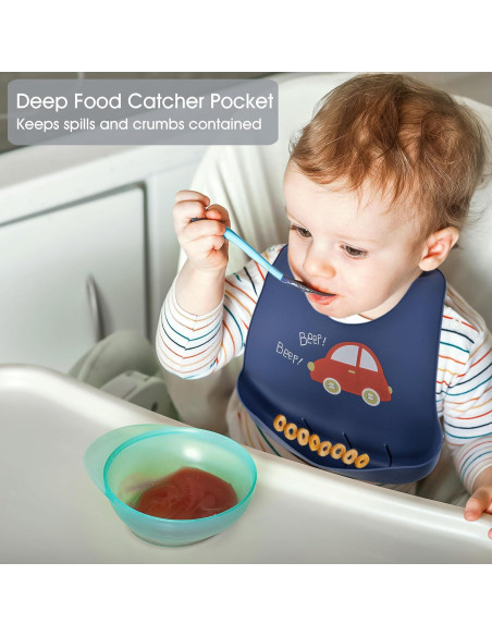 Paquete de 2 Baberos de Silicona BEBE FAVOUR Ajustables 31x23cm