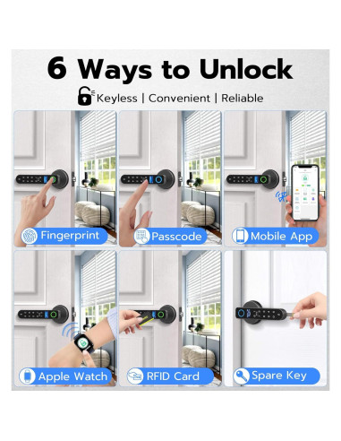 Cerradura Inteligente de Puerta Anweller H1 con Huella Dactilar