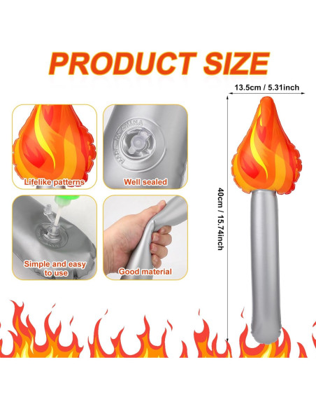 6 Antorchas Inflables PVC 40x13.5cm Decoración Fiesta Halloween