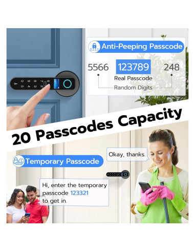 Cerradura Inteligente de Puerta Anweller H1 con Huella Dactilar