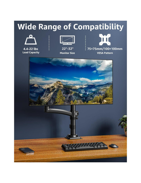 Soporte de Monitor MOUNTUP Individual Ajustable Negro 2-10kg