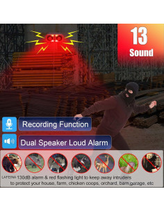 Alarma Solar LAFEINA con Luz Estroboscópica y Sonido 130dB 2