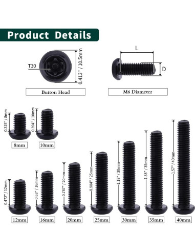 Tornillos de Seguridad Torx M6-1.0 x 30mm Acero Inoxidable 304