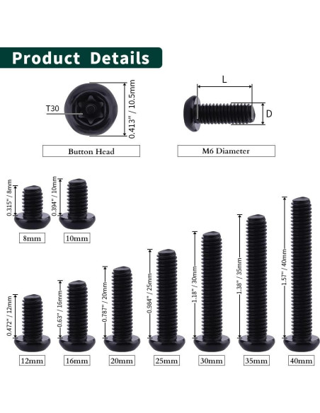 Tornillos de Seguridad Torx M6-1.0 x 30mm Acero Inoxidable 304