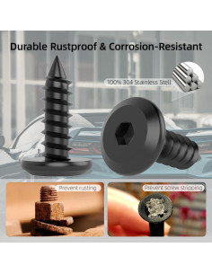 Tornillos de Placa de Matrícula HG Tech Acero Inoxidable 8 Piezas 2